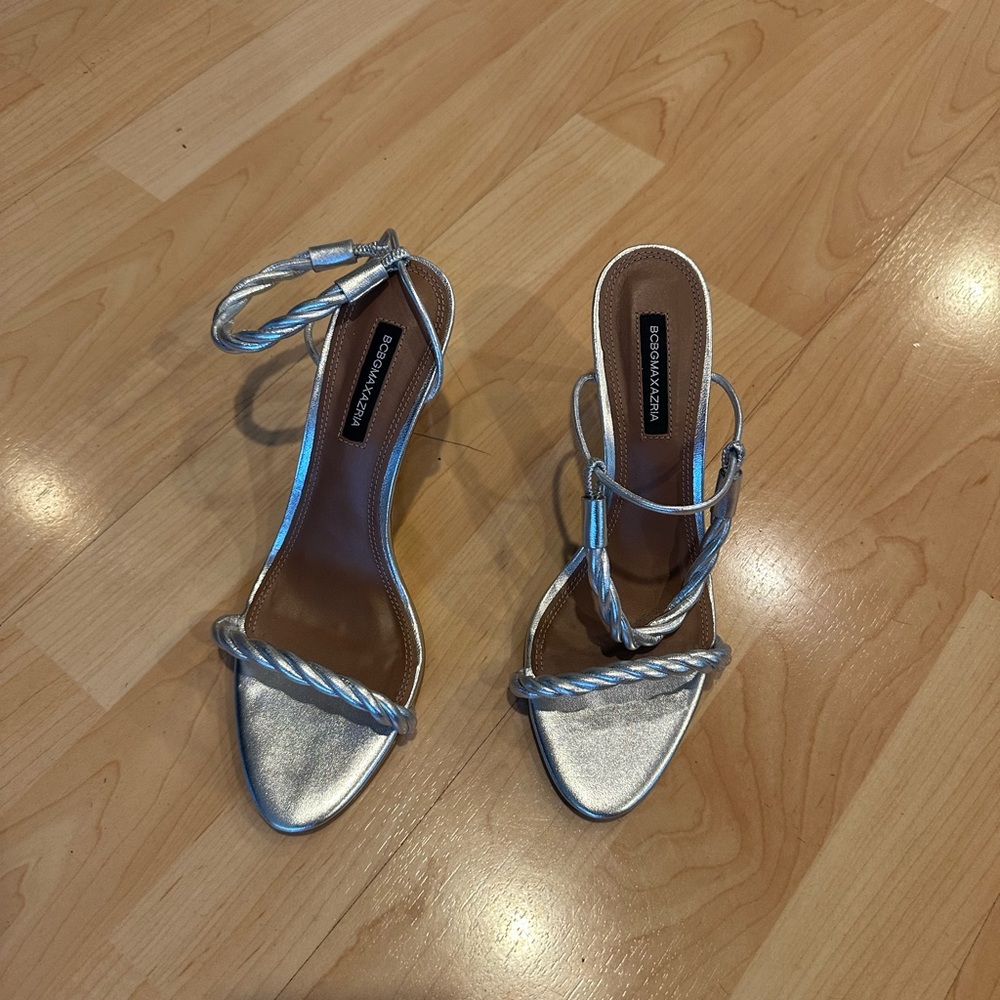 Elegant Silver Strappy Heels